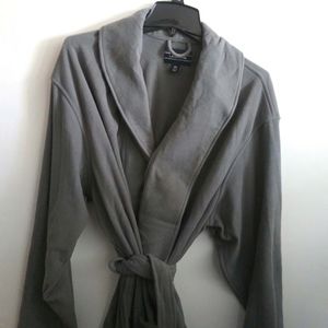 Land's End Men's Gray Fleece Bathrobe - XL